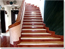 Crema Marfil Marble Stair&Red Travertine Riser