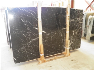 Negro Marquina Marble Tiles & Slabs, Spain Black Marble Polished Flooring Tiles, Walling Tiles