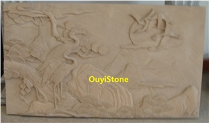 Beige Sandstone Carving Relief