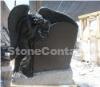 Carved Headstone with Angle, Black Marble Headstone