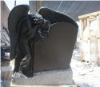 Carved Headstone with Angle, Black Marble Headstone