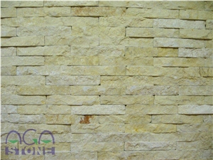 Split Stripes Ledge Stone,Veneer, Assyr Light Yellow Limestone