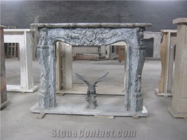 Grey Marble Fireplace Mantel