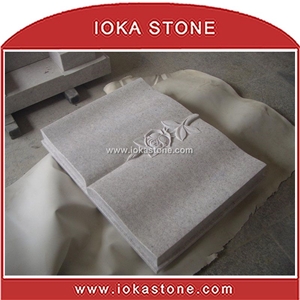Pearl White Granite Book Shaped Grave Marker, China White Granite