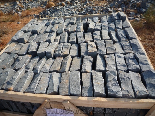 Basalt Natural Split Paving, Black Basalt Cobble, Pavers