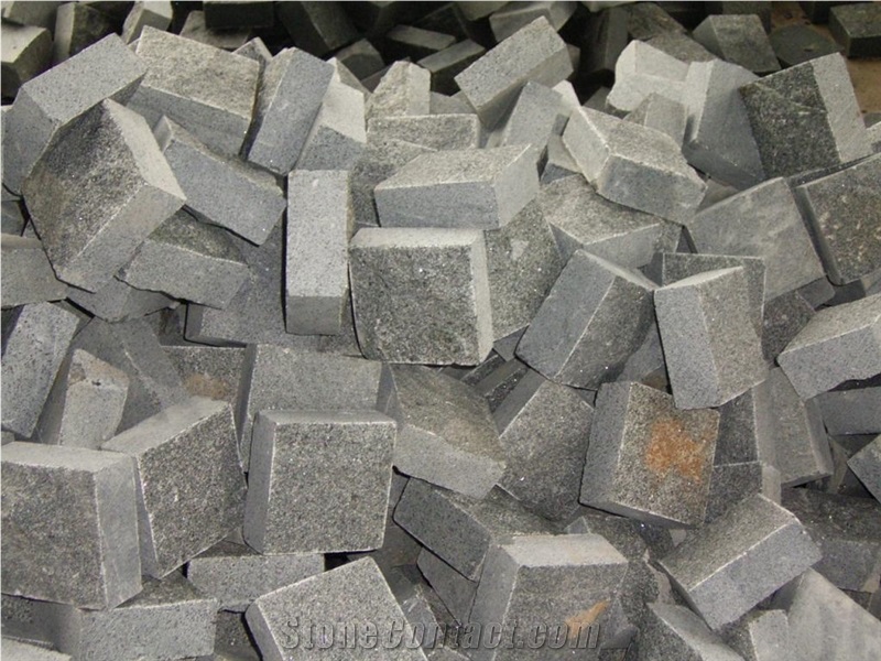 G654 Padang Dark Granite Cobbles, China Black Grey Granite Cobbles