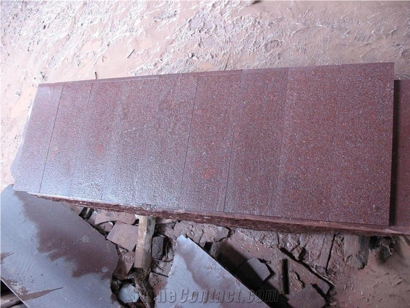 G666 Red Porphyry, Split Wall Stone, G666 Pink Granite Slabs & Tiles