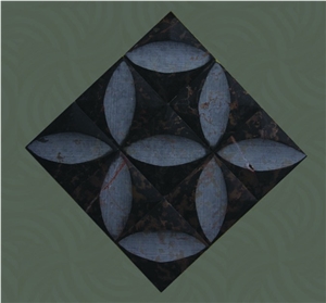 Black Golden Flower Marble Mosaic