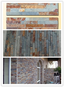 Rusty Slate Ledge Stone Wall Tile, Red Slate Ledge Stone