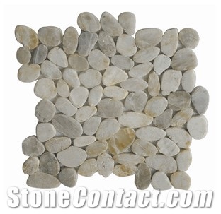 White Flat Pebble Tile