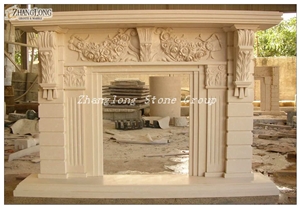 Beige Marble Fireplace