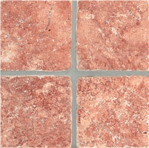 Red Travertine Tumbled Tile,Turkey Red Travertine