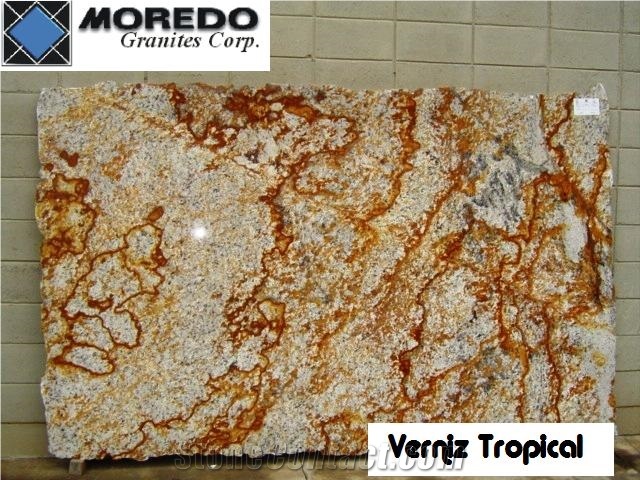 Verniz Tropical Granite Slab, Brazil Yellow Granite