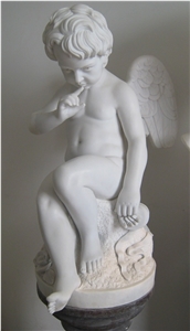 Children Angel White Marble Sculpture