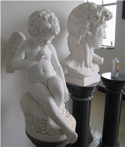 Children Angel White Marble Sculpture
