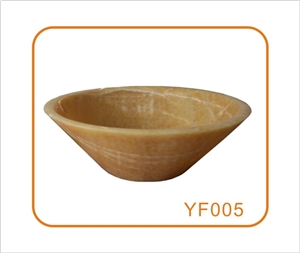 Cone-shape Crystal Yellow Marble Wash Basin