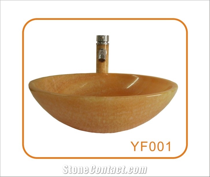 Crystal Yellow Marble Basin with Low Price