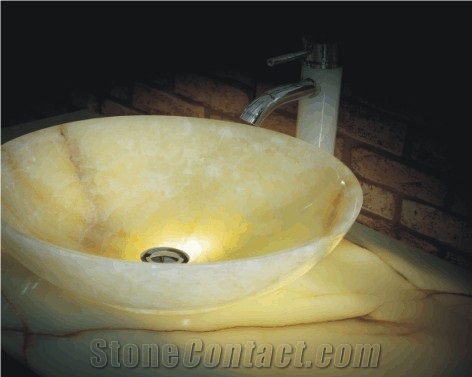Sunshine Onyx Countertop Wash Basin, Yellow Onyx Wash Basin