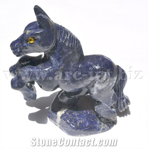 Natural Gemstones Lapis Lazuli Dog Carving Sculptu