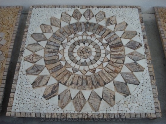 Rain Forest Brown Marble Mosaic Medallion