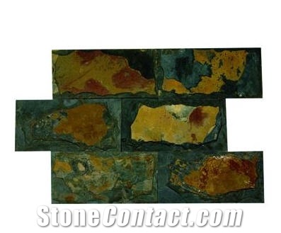 Pizarra Multicolor Natural Stone Rockface, Pizarra Del Ladrillar Slate Slabs