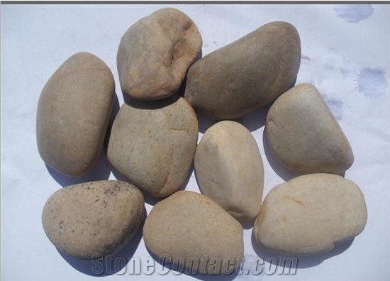 Chinese Natural Pebble Stone, Yellow Slate Pebble Stone