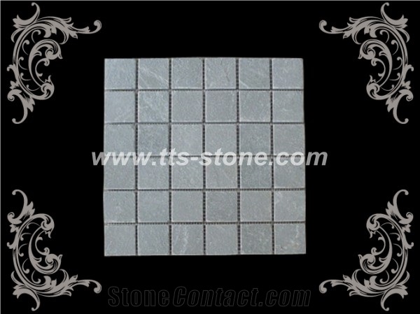 Garden Mosaic Flooring Tile, White Slate Mosaic