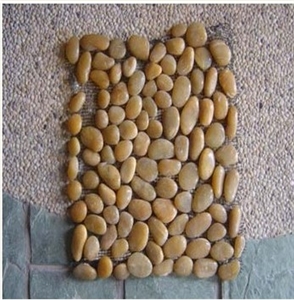 Natural Colour Pebble Stone, Yellow Slate Pebble Stone