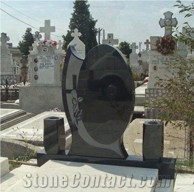 Romania Black Granite Cross Monument, Shanxi Black Granite Monument