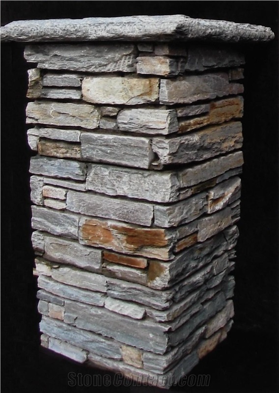Slate Pillar Cladding, Grey Slate Column