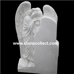 Pure White Heastone with Carved Angel