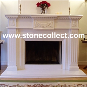 Pure White Marble Fireplace