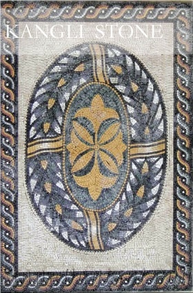 Mosaics,Beige Marble Mosaic Medallion