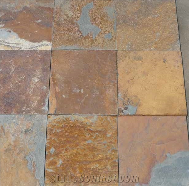 Rusty Slate Tile,Yellow Slate Slabs & Tiles
