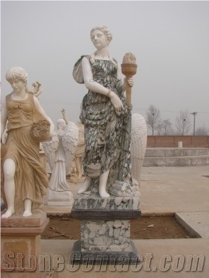 Beatiful Woman Stone Portrait Sculpture, White Marble Sculpture