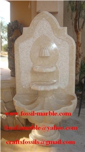 Creme Houcima Limestone Fountain, Beige Limestone