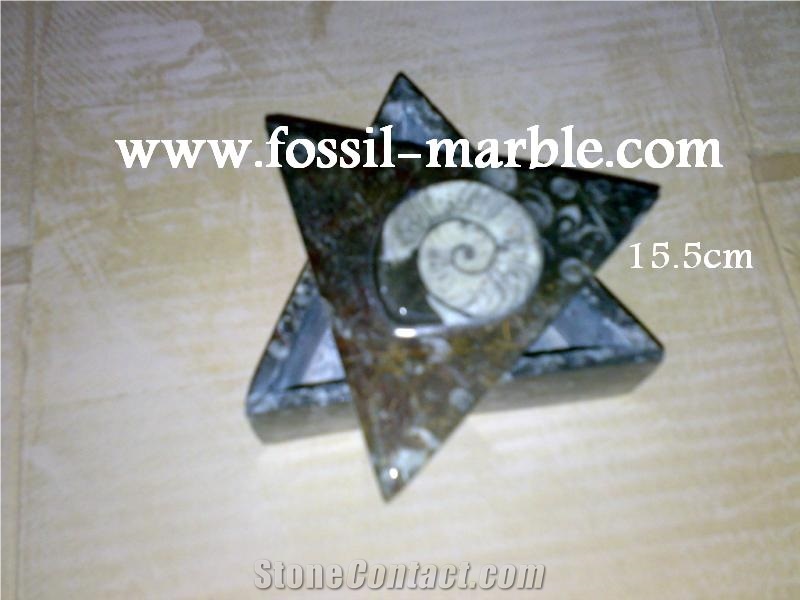 Fossil Black Jewellery Boxes, Limestone Artifacts, Handcrafts