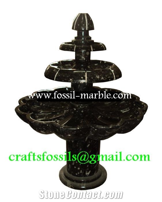 Fossil Black Limestone Fountain