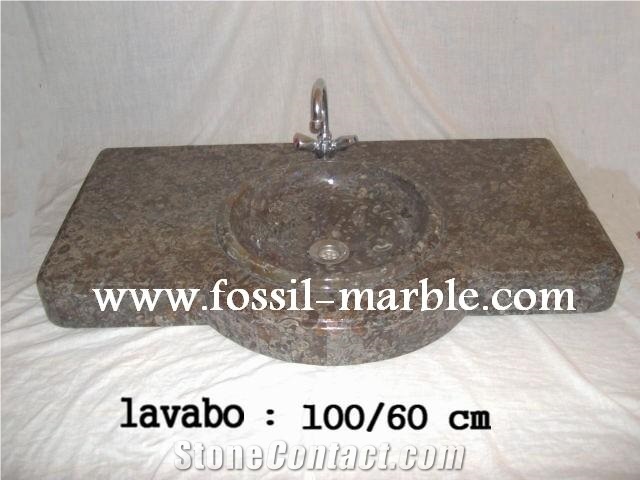 Fossil Black Limestone Sink