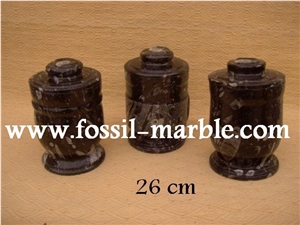 Fossil Black Limestone Urn,vase, Black Limestone Urn, Brown Limestone
