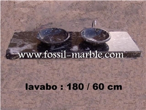 Fossil Black Limestone Vanity Top with Sink