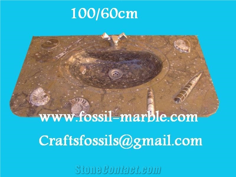 Fossil Brown Limestone Bath Top