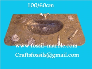 Fossil Brown Limestone Bath Top