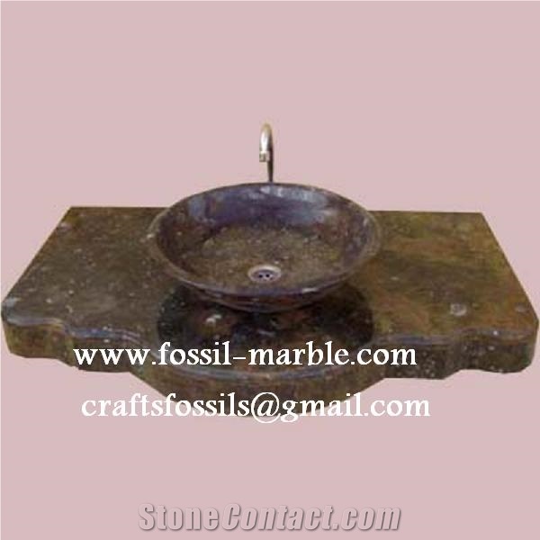 Fossile Marrone Limestone Sinks, Wash Basins, Fossil Brown Limestone