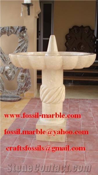 Piedra Crema Maroc Limestone Fountain, Beige Limestone