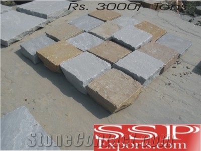 India Beige Sandstone Cobble Stone
