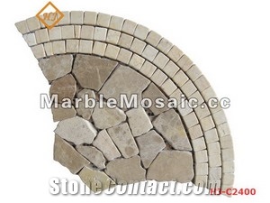 Marble Mosaic Tiles for Paving Stone, Beige Marble Mosaic