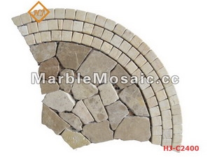 Marble Mosaic Tiles for Paving Stone, Beige Marble Mosaic
