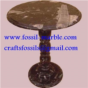 Fossil Black Limestone Table, Fossil Limestone Black Marble