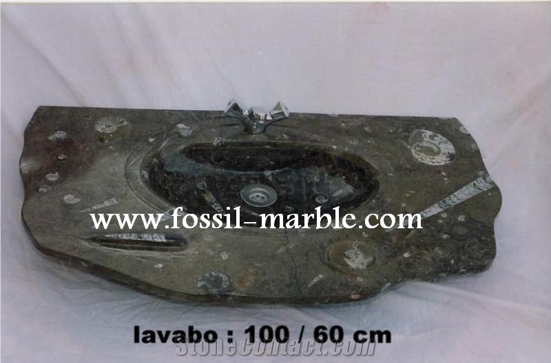 Fossil Black Limestone Wash Basins